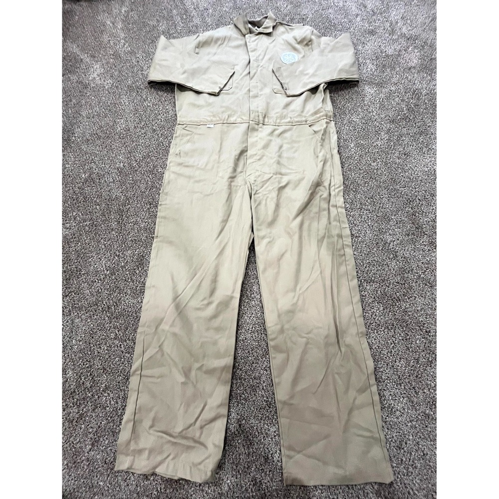 Armorex by UniFirst GE General Electric FR Coveralls Mens 50-RG Khaki Cotton